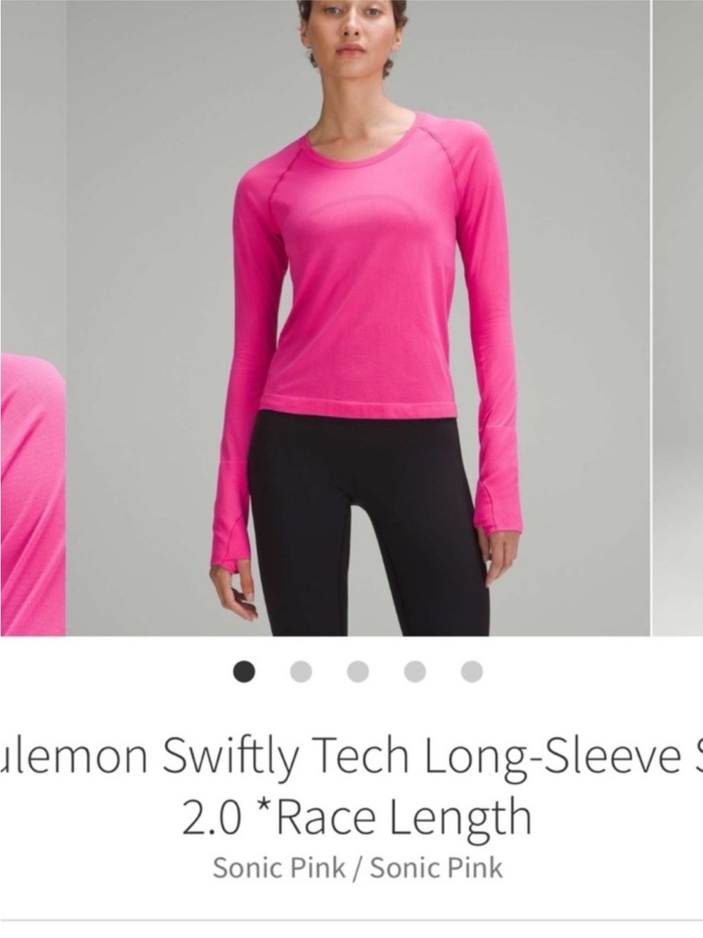 Lululemon Swiftly Tech Long Sleeve Shirt 2.0 *Race Length Sonic Pink Sz 4